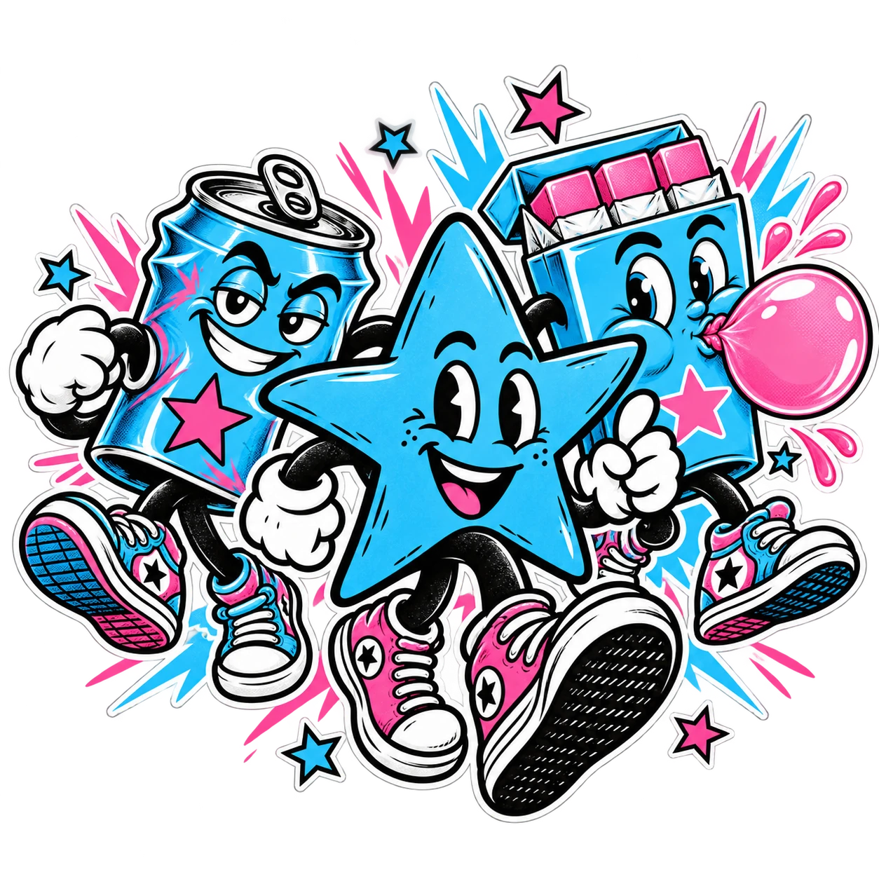 The P.O.P star, soda, and bubblegum crew full of personality