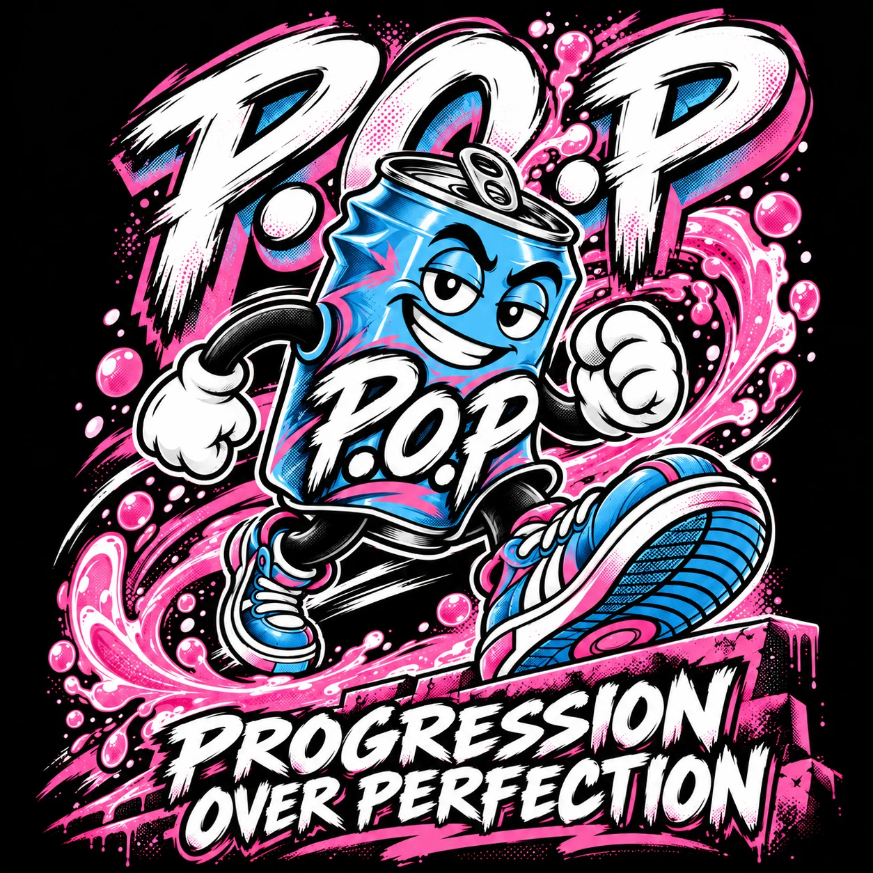 Sky-blue P.O.P soda-can character